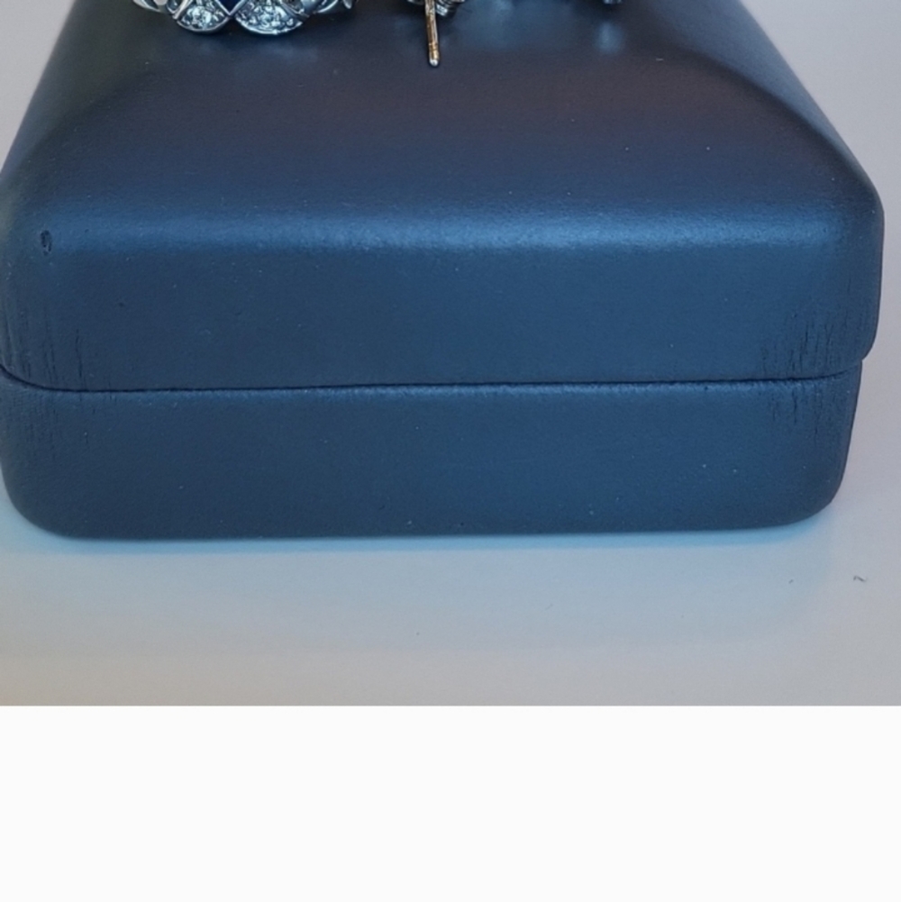 LeVian Diamond & Blue Sapphire White 14K Gold Earrings Authenticated By Poshmark - Picture 4 of 9